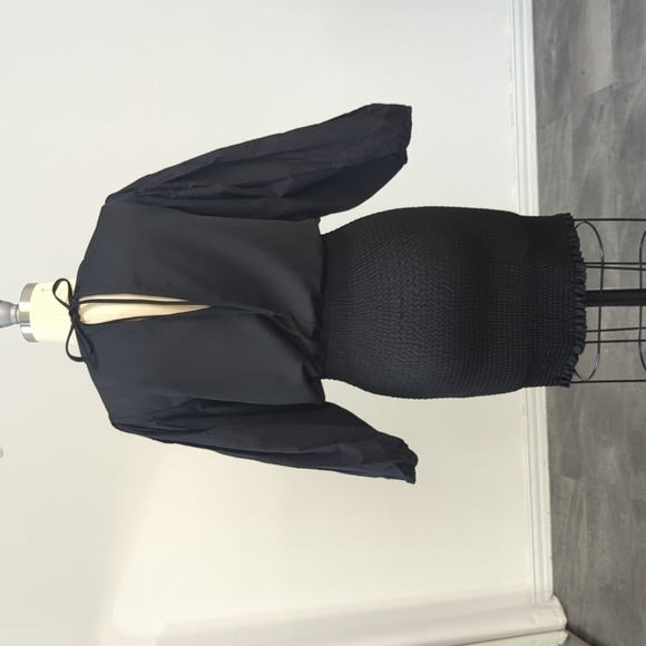 Brach Brach Balloon Sleeves Smock Dress Black S party cocktail goth office - Picture 2 of 9